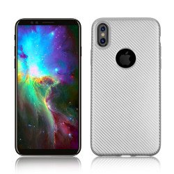 iPhone X (Ten) Carbon Fiber Design TPU Case (Silver)